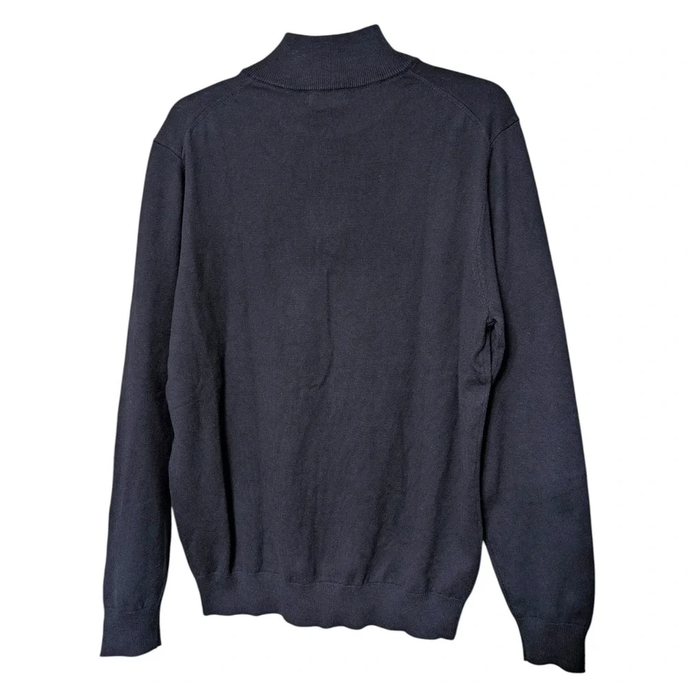 Collars & Co‎ Mens Navy Blue Cotton Cashmere Quarter Zip Pullover Sweater Size M